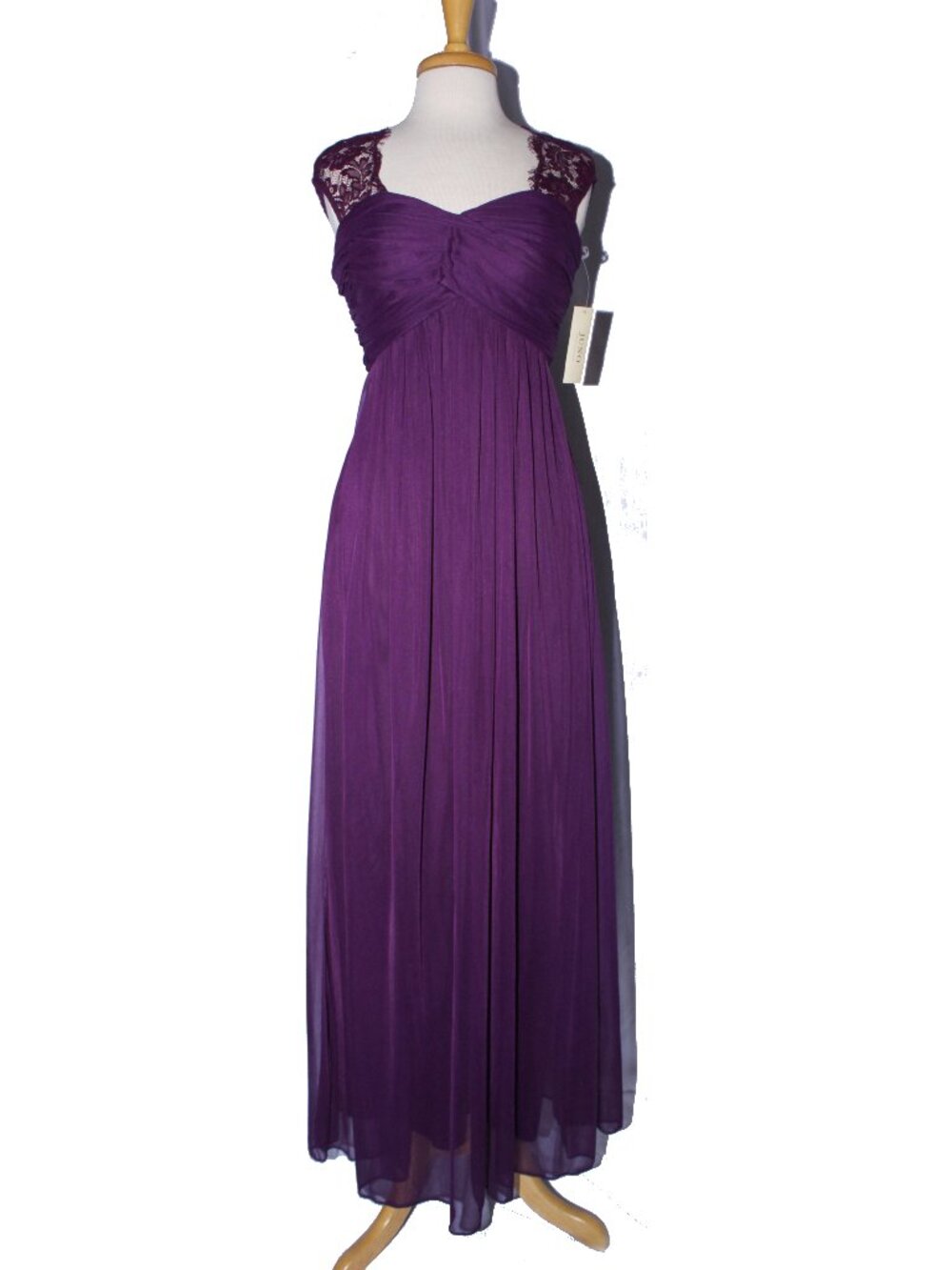 Juno #8098 Chiffon & Lace Bridesmaid or Mother of Bride Dress-Size M-PLUM-NWT
